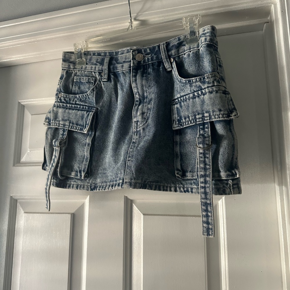 J for Justify Denim Cargo Mini Skirt